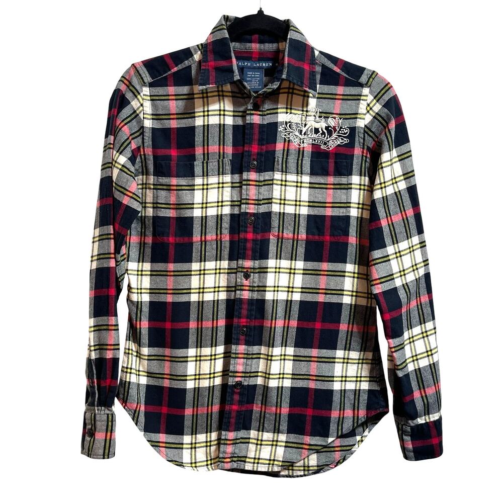 Ralph Lauren Plaid Flannel Embroidered Logo Long Sleeve Button Up 4